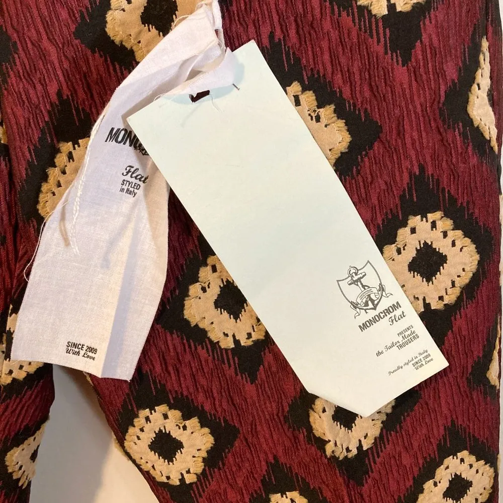 Monocrom women's size 26 textured geo design cuffed flat trouser pants 29x29 Purple - Image 6