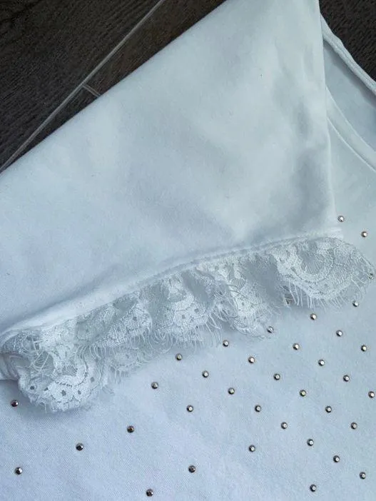 MAYORAL WHITE SHORT SLEEVED CROPPED TOP Size 18 (Teen)🤍 - Image 5