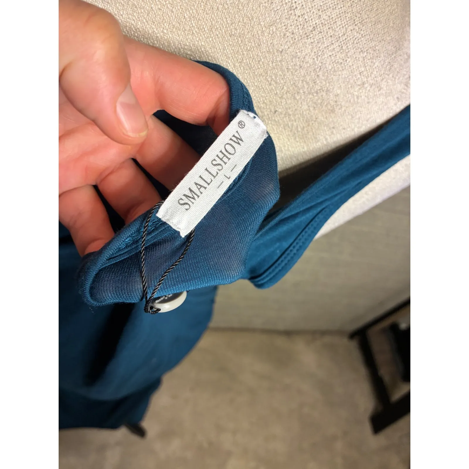 SMALLSHOW Teal Ruched Midi Dress Side Slit Tank‎ Sleeveless Women's Size L Green - Image 5