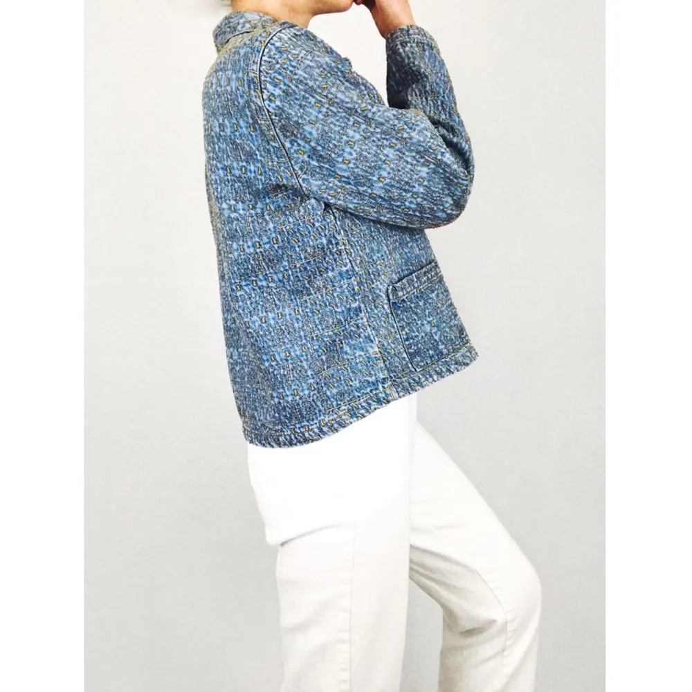 Color Me Cotton Embroidered Denim Jacket | Size S Blue - Image 9