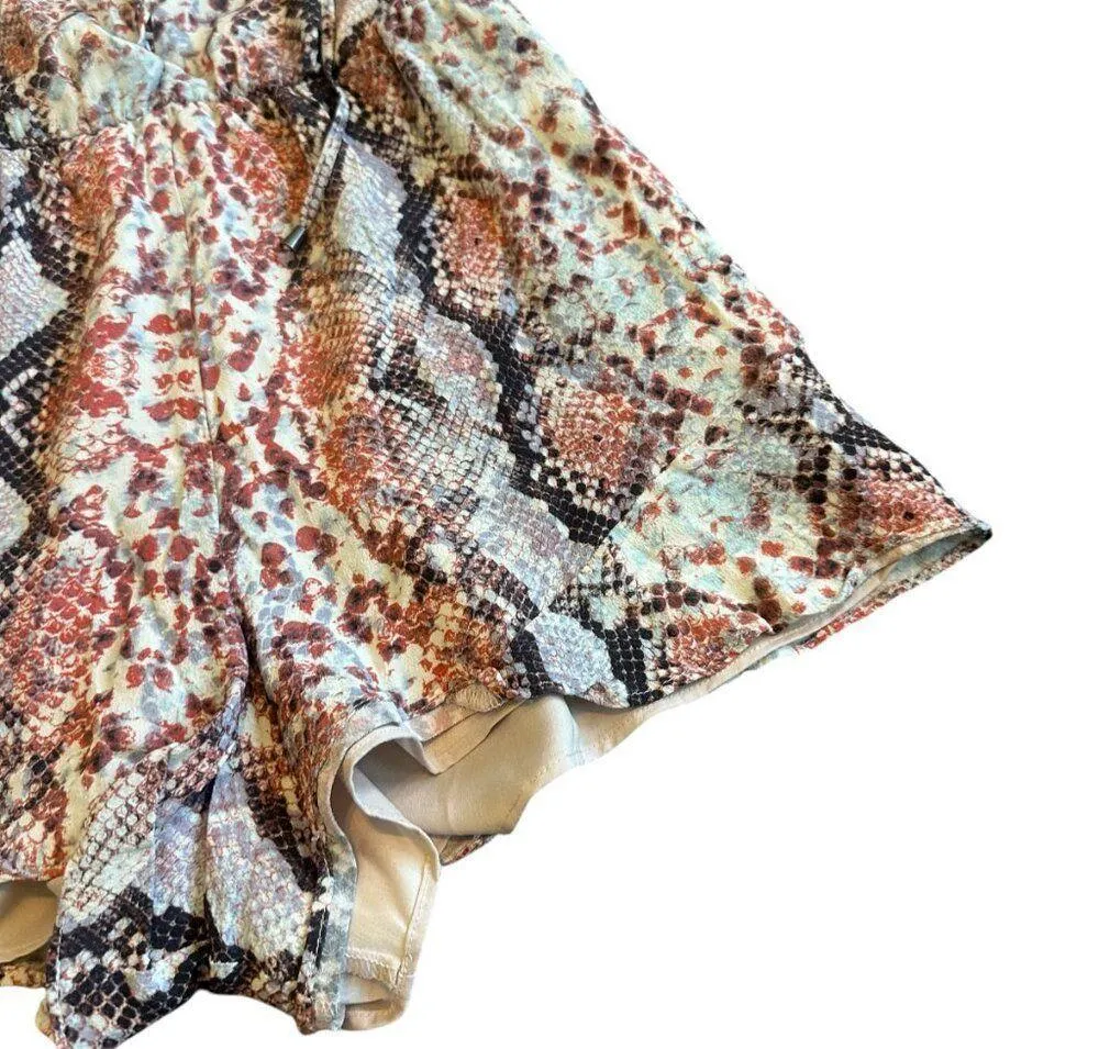 Lovers + Friends Epiphany Shorts Romper Snake Print Flowy Lace Up Size Small - Image 6