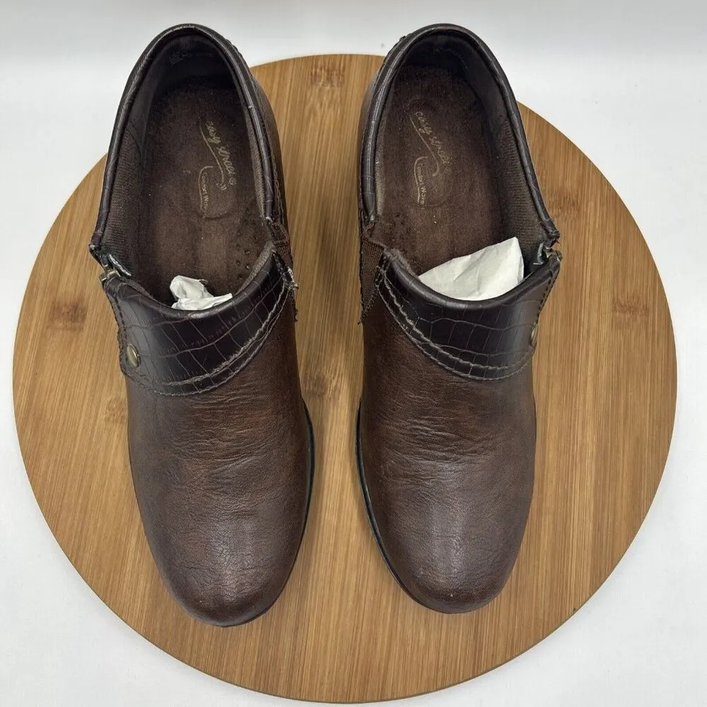 Easy Street Shoes Womens‎ 7.5M Darcy Loafers Heels Comfort Brown Leather - Image 5