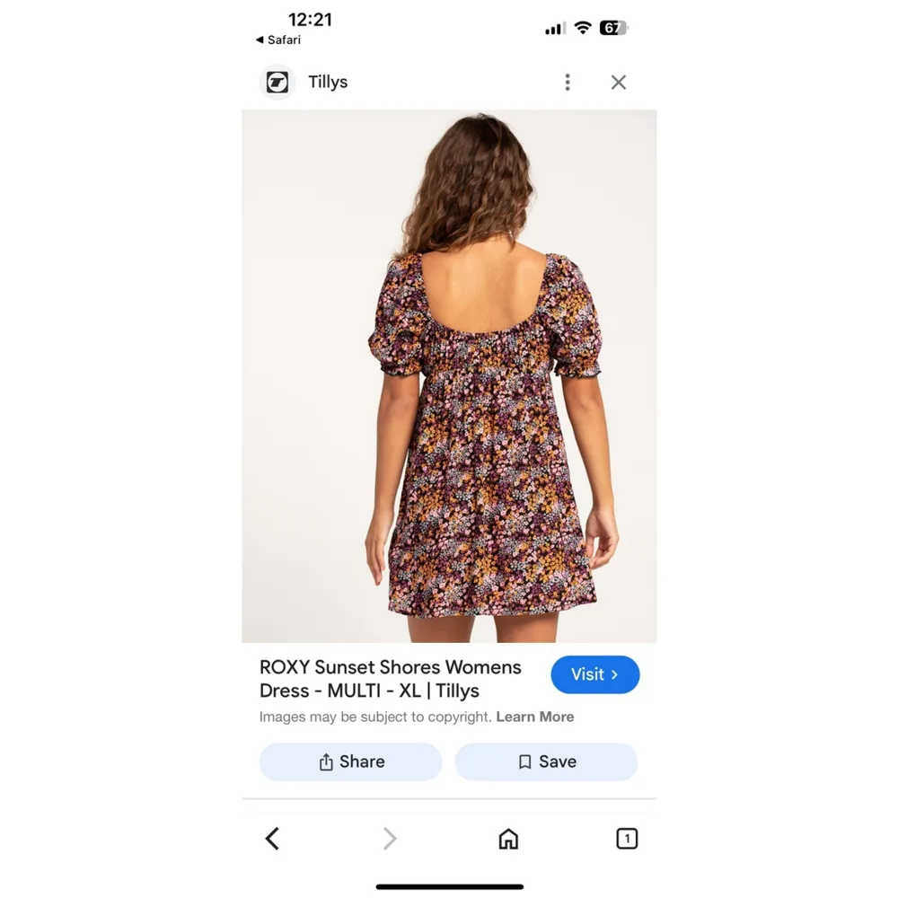 Roxy Mini Dress Womens Juniors Size XS Floral Short Puff Sleeve Slouch V Neck - Image 6