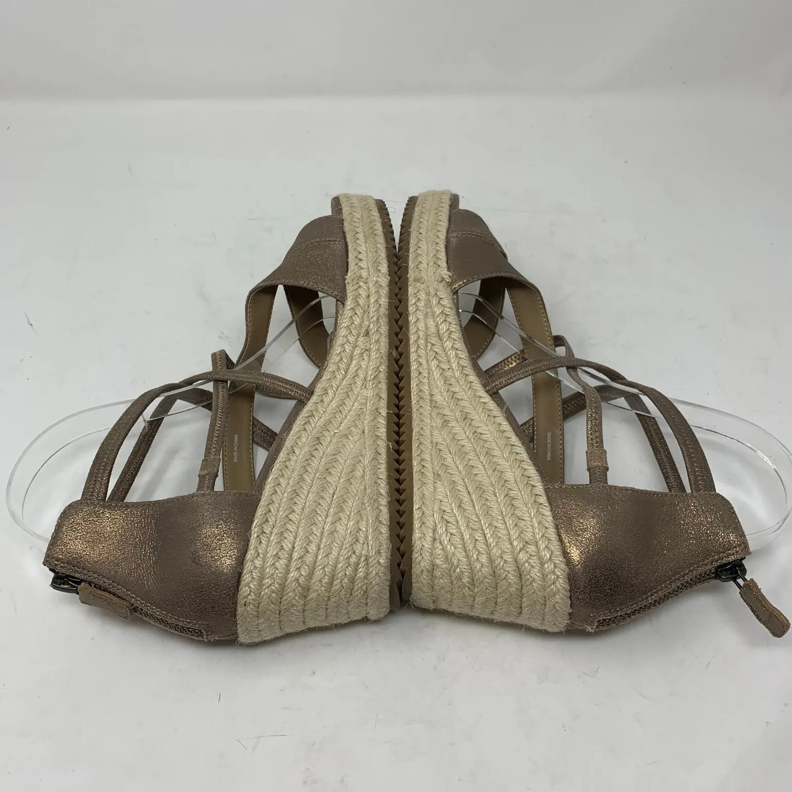 Eileen Fisher Wanda Espadrille Cross Strap Wedge Sandal Metallic Leather Size 8 - Image 7
