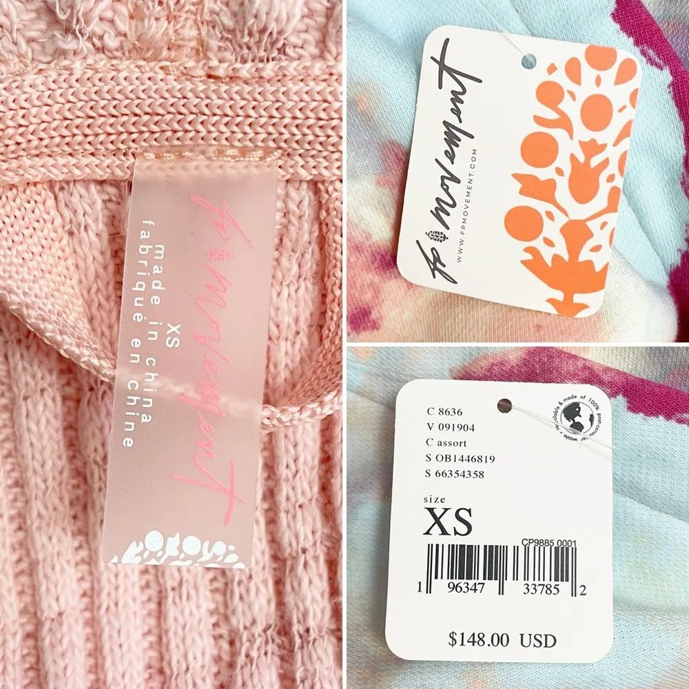NWT Free People Movement All That Hoodie Coverup Size XS Pink Swirl Sleeveless - Image 8