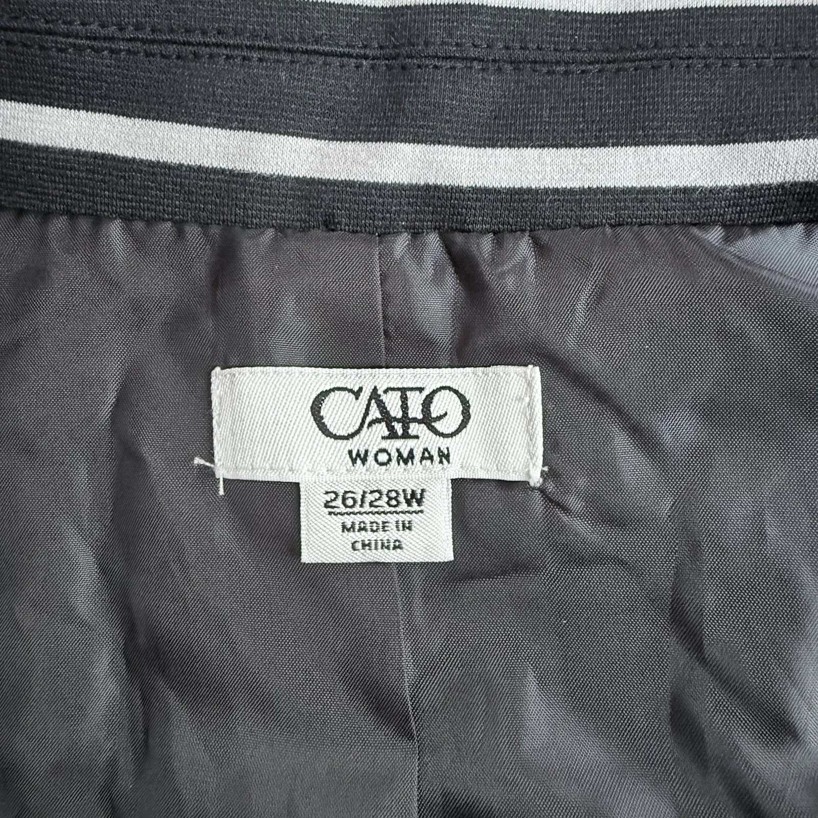 Cato Ponte Knit Blazer Jacket Women Plus 26W 28W 4X Suit Coat Black Beige Stripe - Image 4