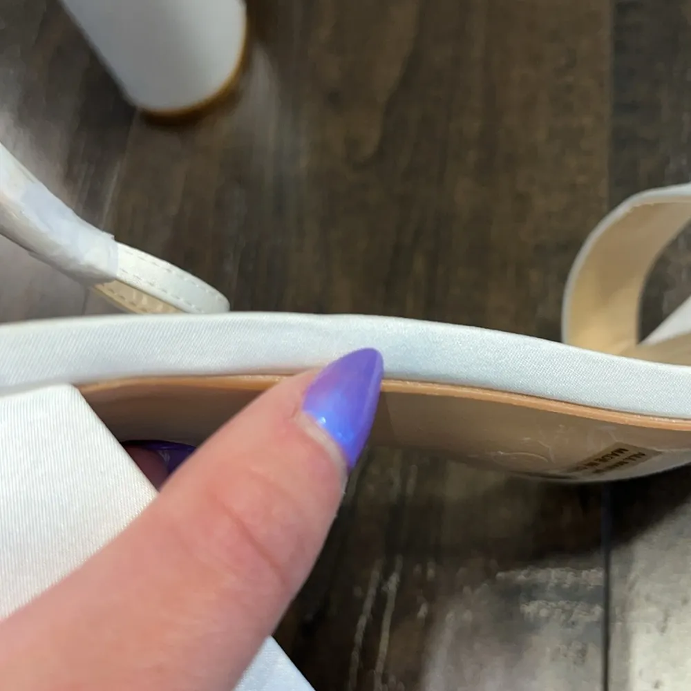 NWOT Arylee White Satin Ankle Strap Heels - Image 12