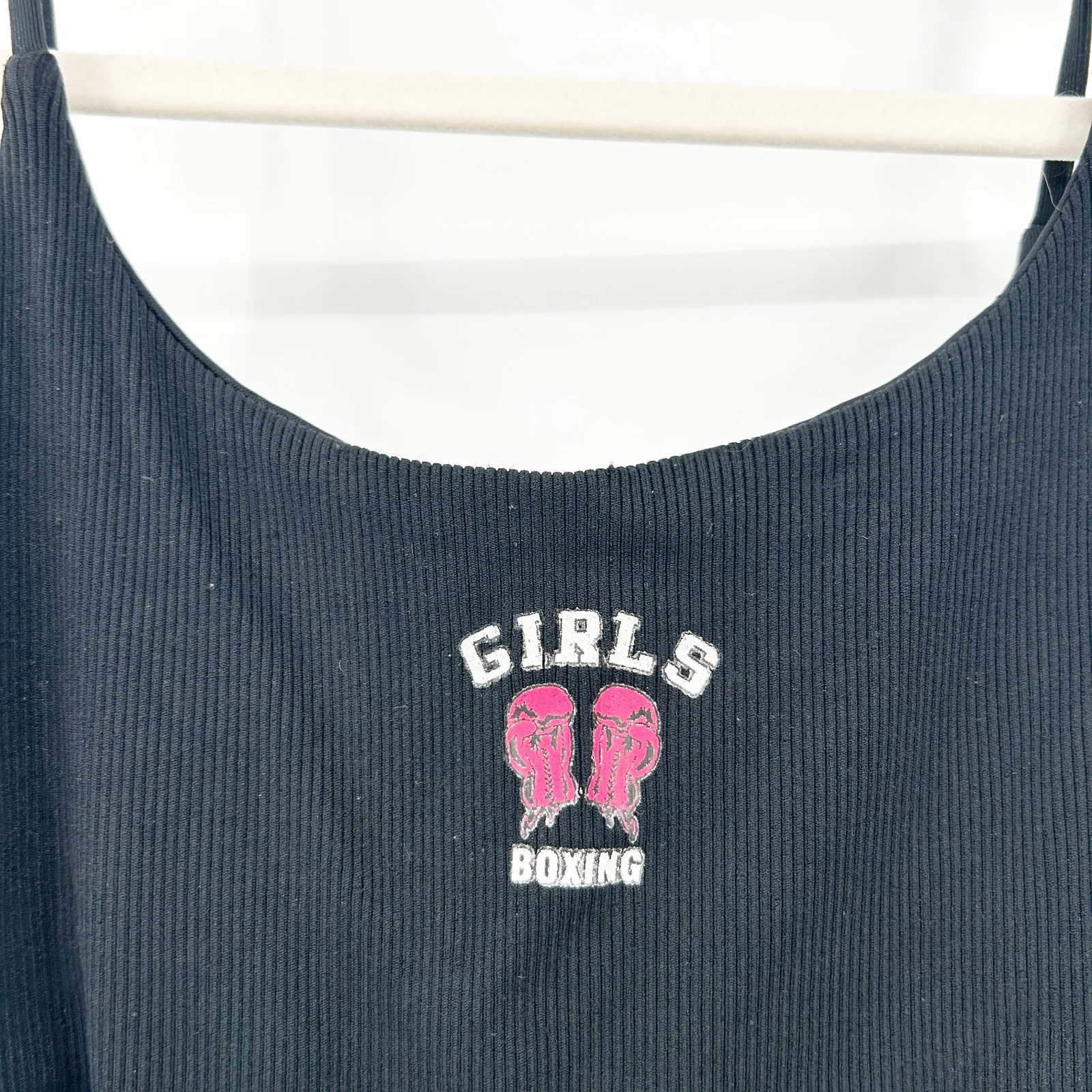 24‎ Hour Fitness Womens Y2K Athleisure Active Girls Boxing Shelf Bra Cami Tank L Black Size L - Image 2