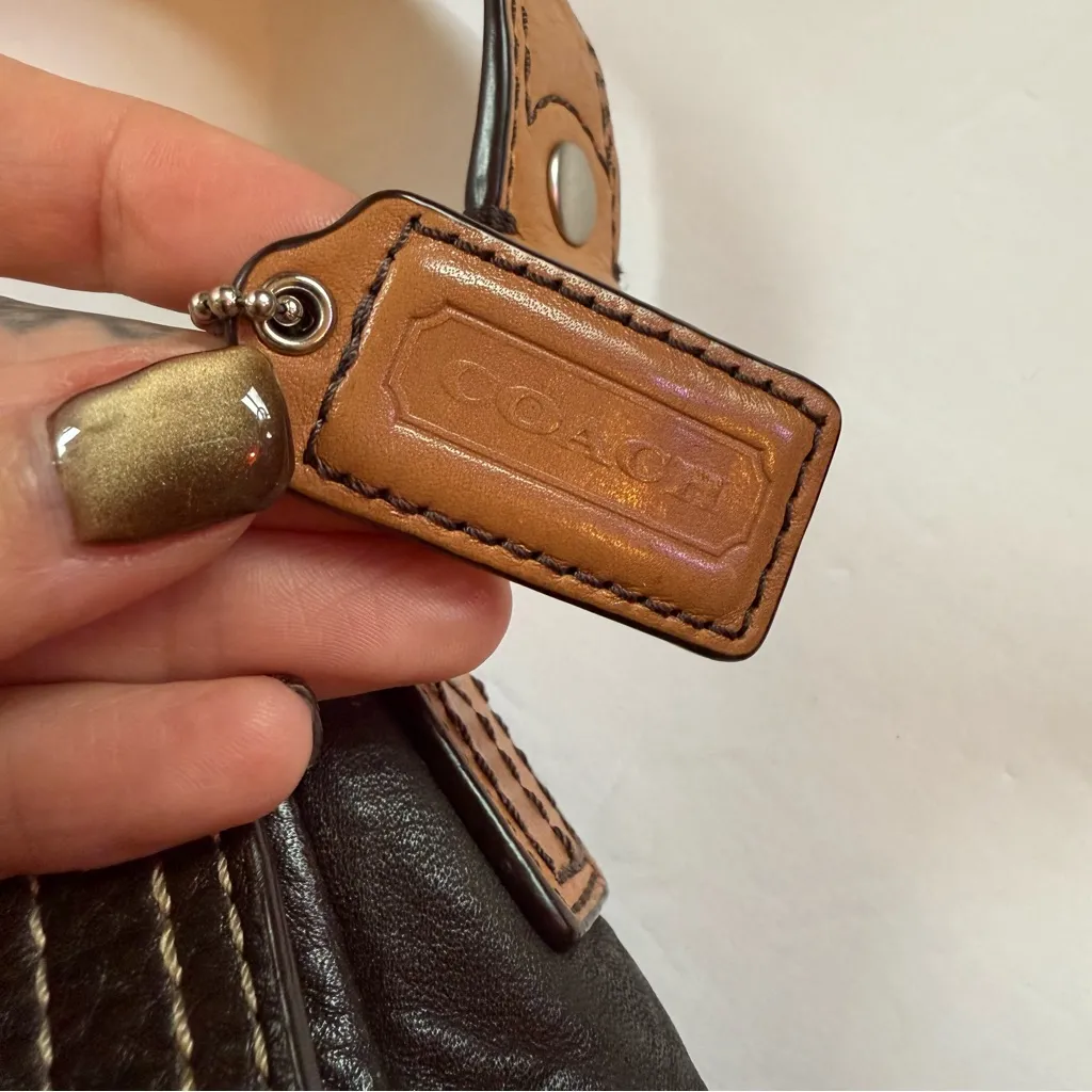 Vintage COACH Brown Pebble Leather Shoulder Bag, "Chelsea" Flap Bag F12336 - Image 6