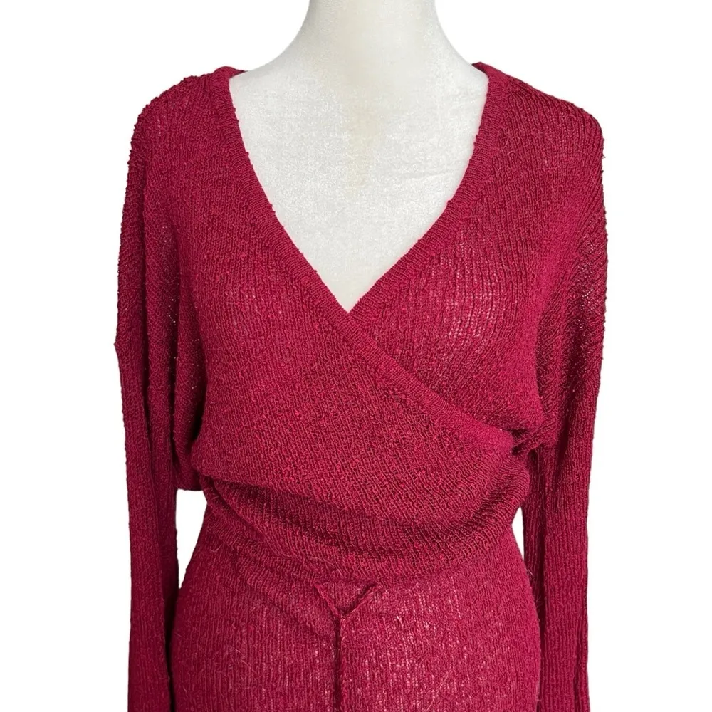 L*SPACE Topanga Knit Sweater Cover-Up Dress Cabernet - Image 5