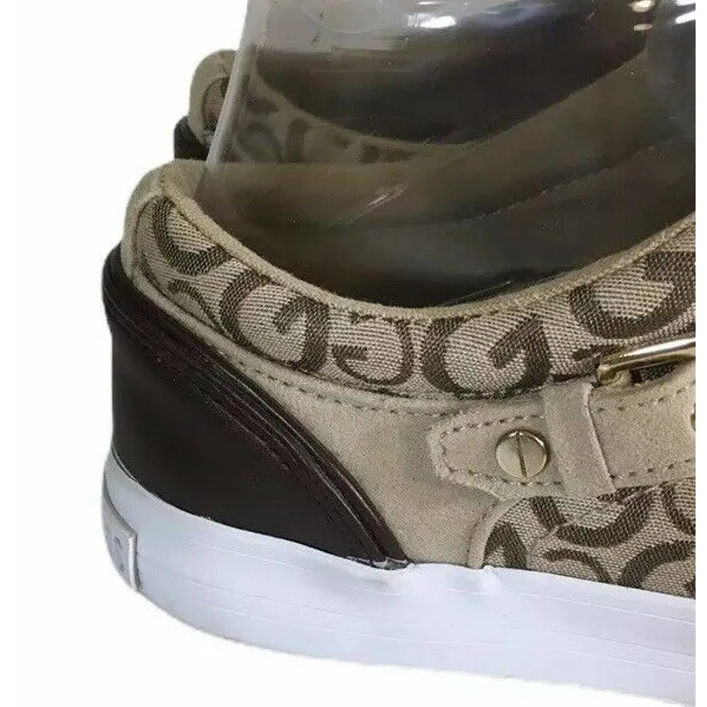 Womens G by GUESS Omeni 3 Low Top Logo Tan Lace Up Shoes Sneakers with Buckle 6 - Image 2