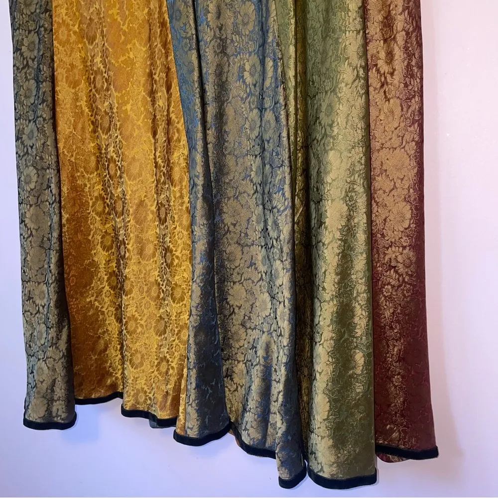 Chico's L Silk Blend Multicolor Satin Midi Skirt Boho Renaissance - Image 3