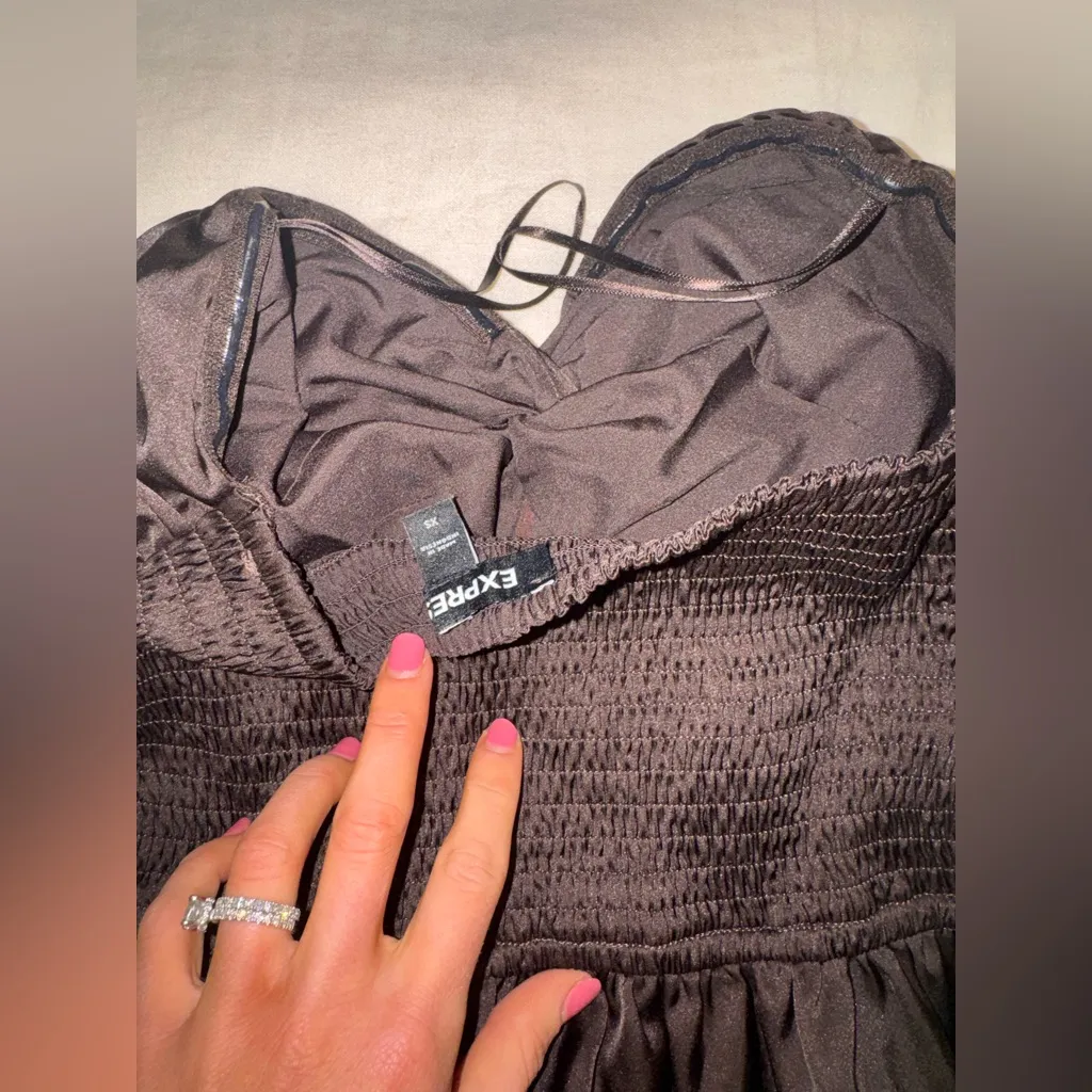 Express Satin Twist Front Peplum Tube Top - Image 6