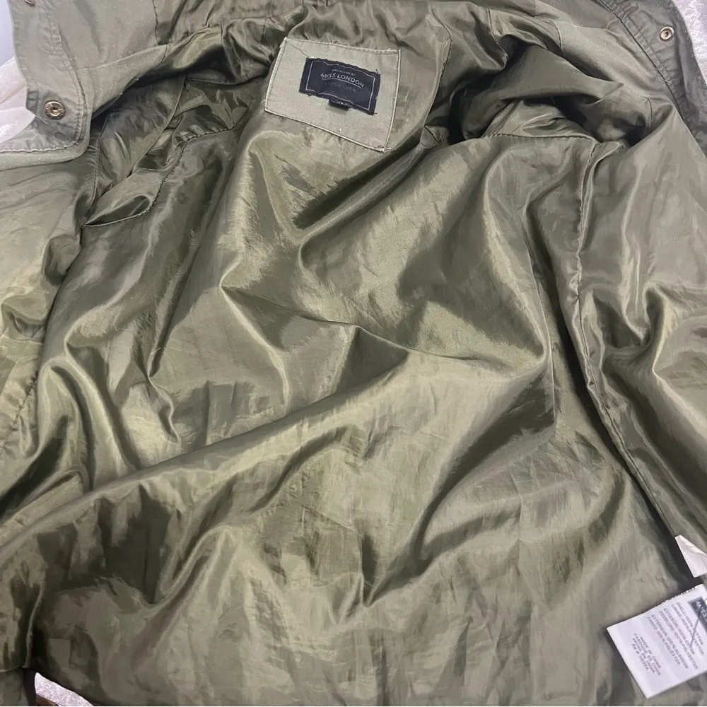 Miss London small jacket olive green army cargo style w/hood - Image 10