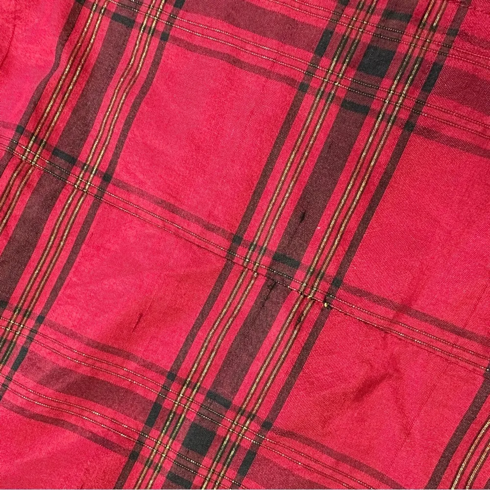 Coldwater Creek Women’s Silk Blend Plaid Tartan Full Zip Longsleeve Top Red XL - Image 9