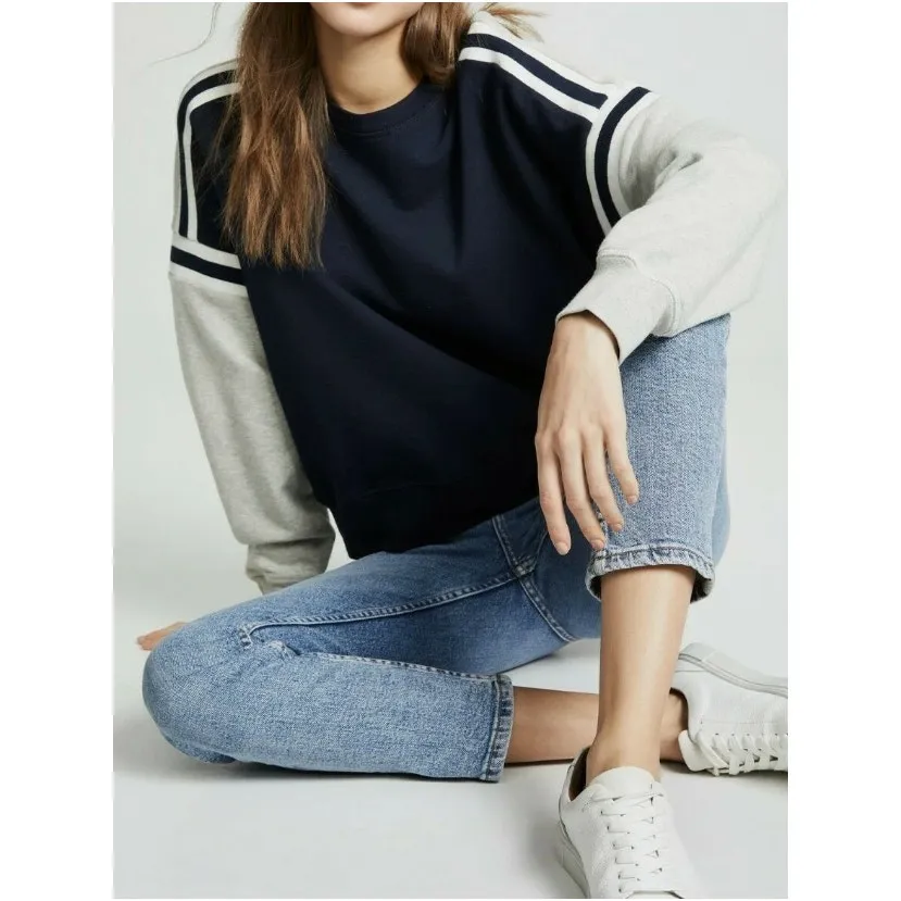 Joie Macrina Sweatshirt Womens XS Midnight Navy Gray Colorblock Pullover Cozy - Image 2