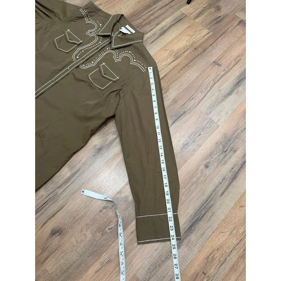 Ariat Women's Fitted Western Snap Shirt Brown Embroidered‎ XXL - Image 8