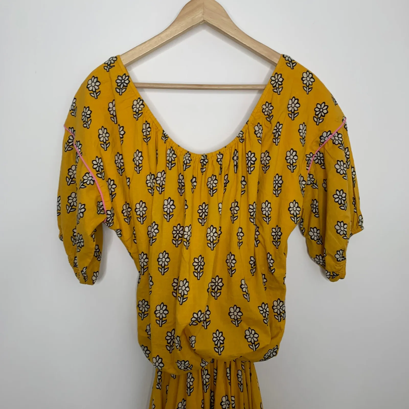 Rhode Resort Yellow Flower Frida Dress Womens Large - Image 13