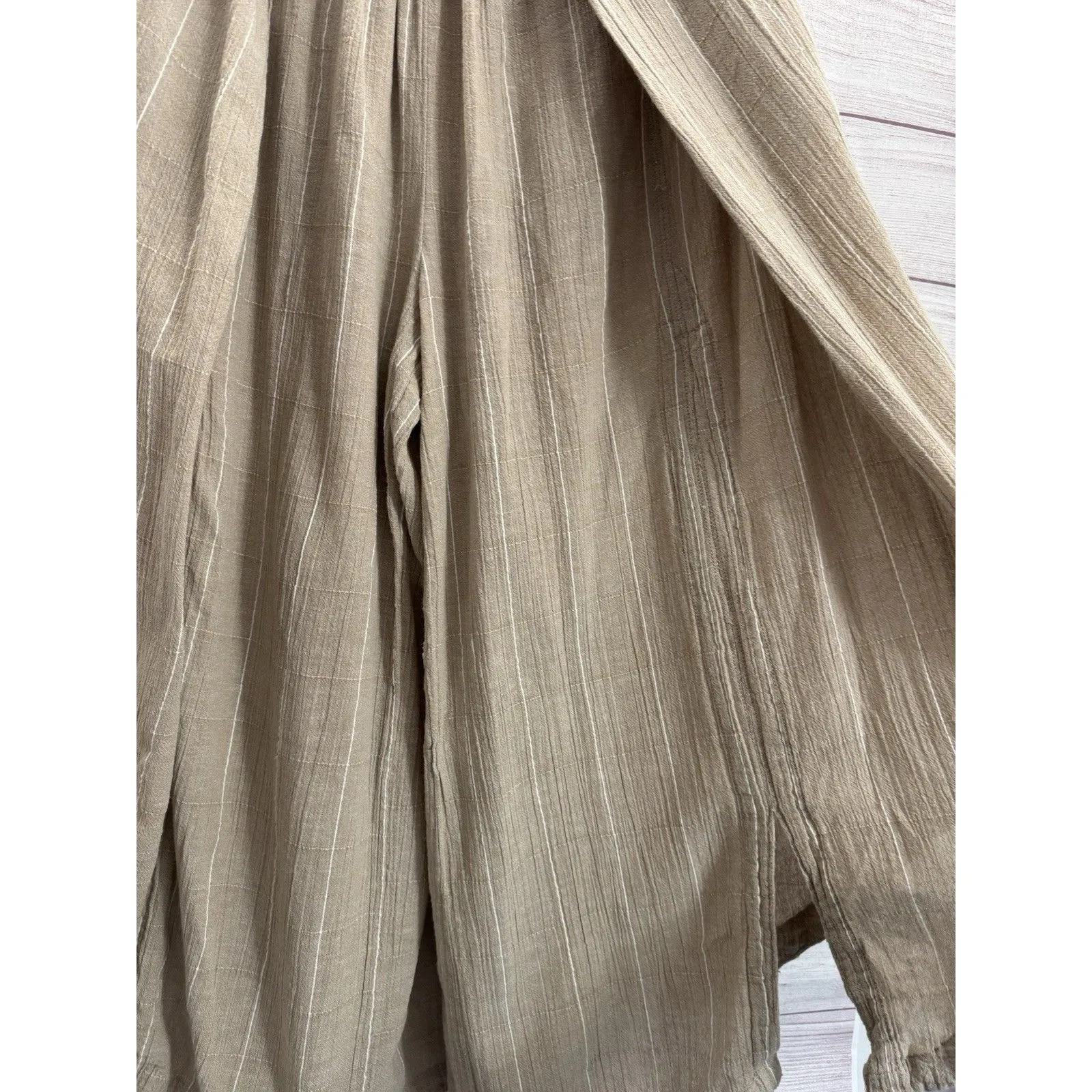 Free People Luna Cover Movement Pants Womens  High Rise Wide Leg Khaki Sz Large - Image 8