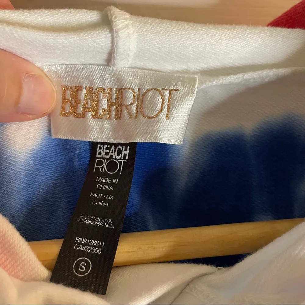 Beach Riot Bryce primary dip Tie-Dye Cropped Hoodie Size Small activewear retro - Image 4