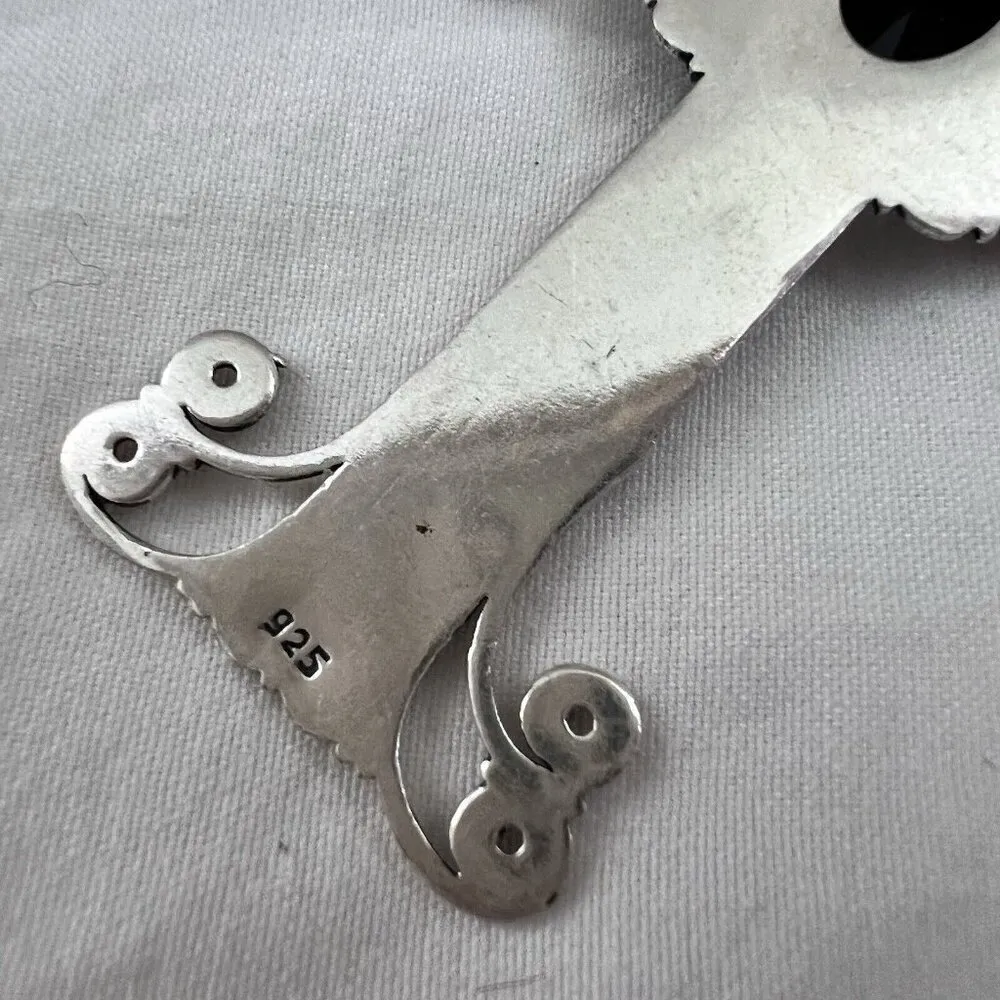 925 Sterling Silver Onyx Gemstone Cross Necklace handmade Womens Jewelry - Image 9