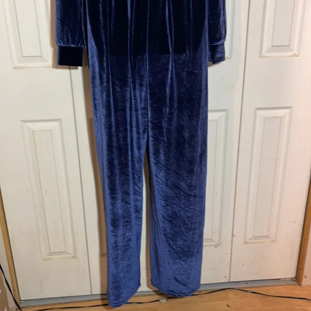 Fabletics Velour Wide Leg Zip Up Onesie Jumpsuit in Deep Navy New With Tags XXL - Image 12