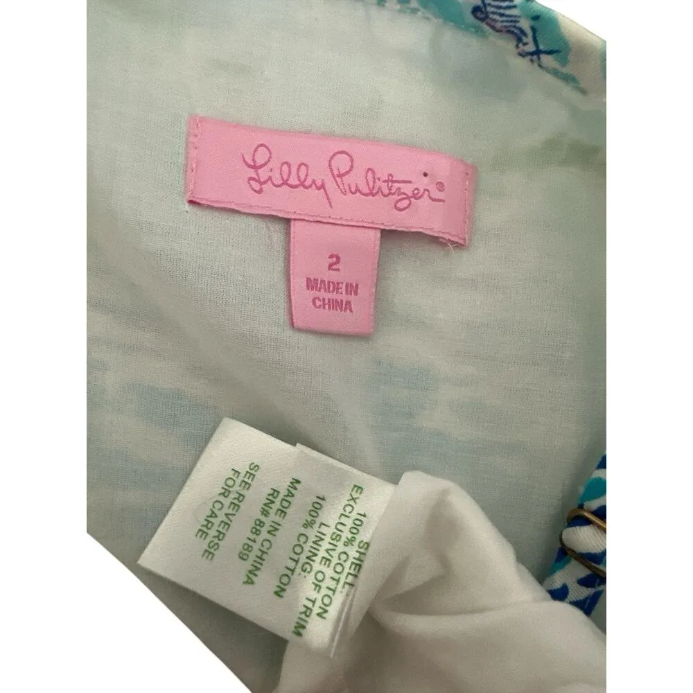 Lilly Pulitzer Alexi Dress ResortWhite High Tide Toile Zipper Front Size 2 - Image 8