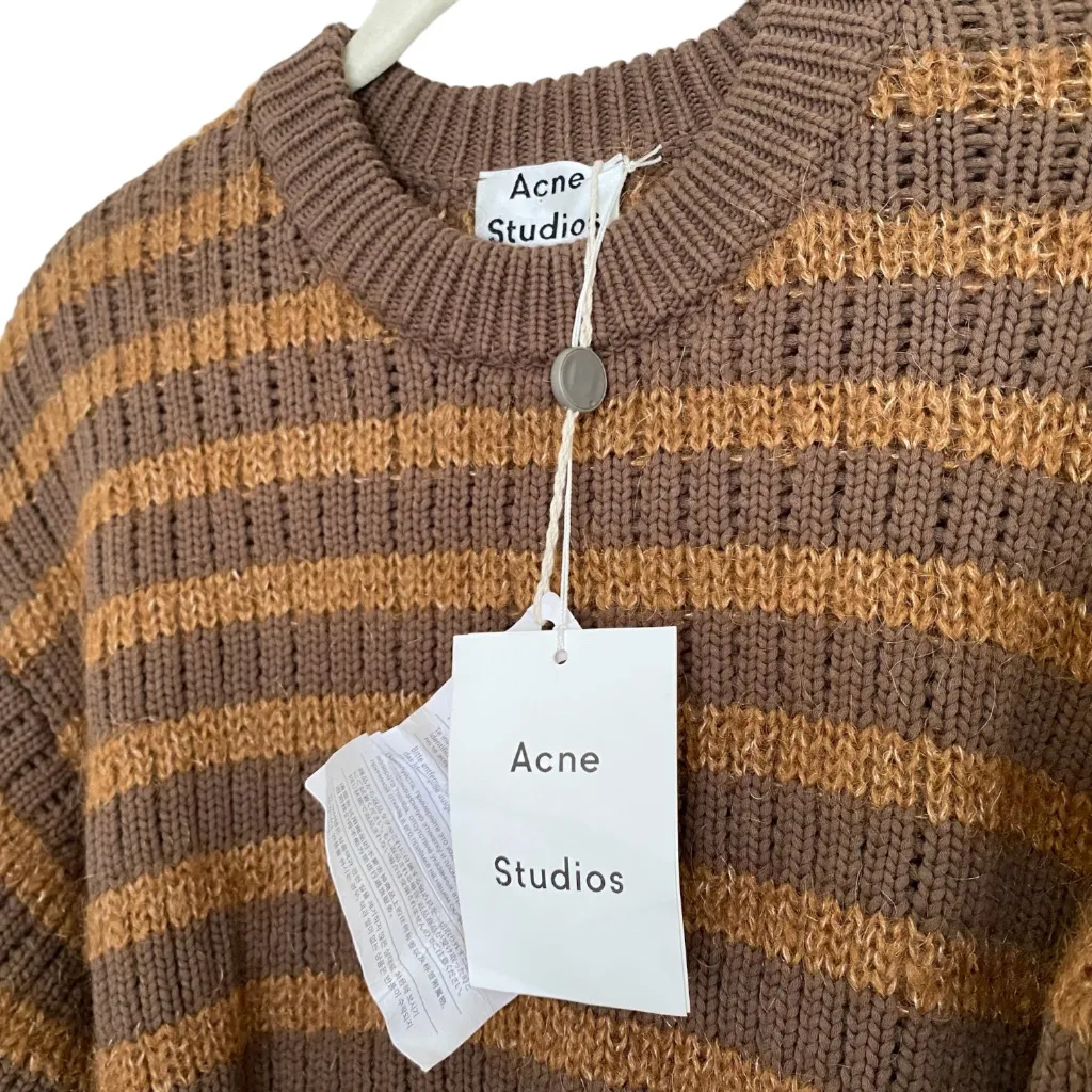 Acne Studios Ribbed Striped Sweater In Brown - Image 3