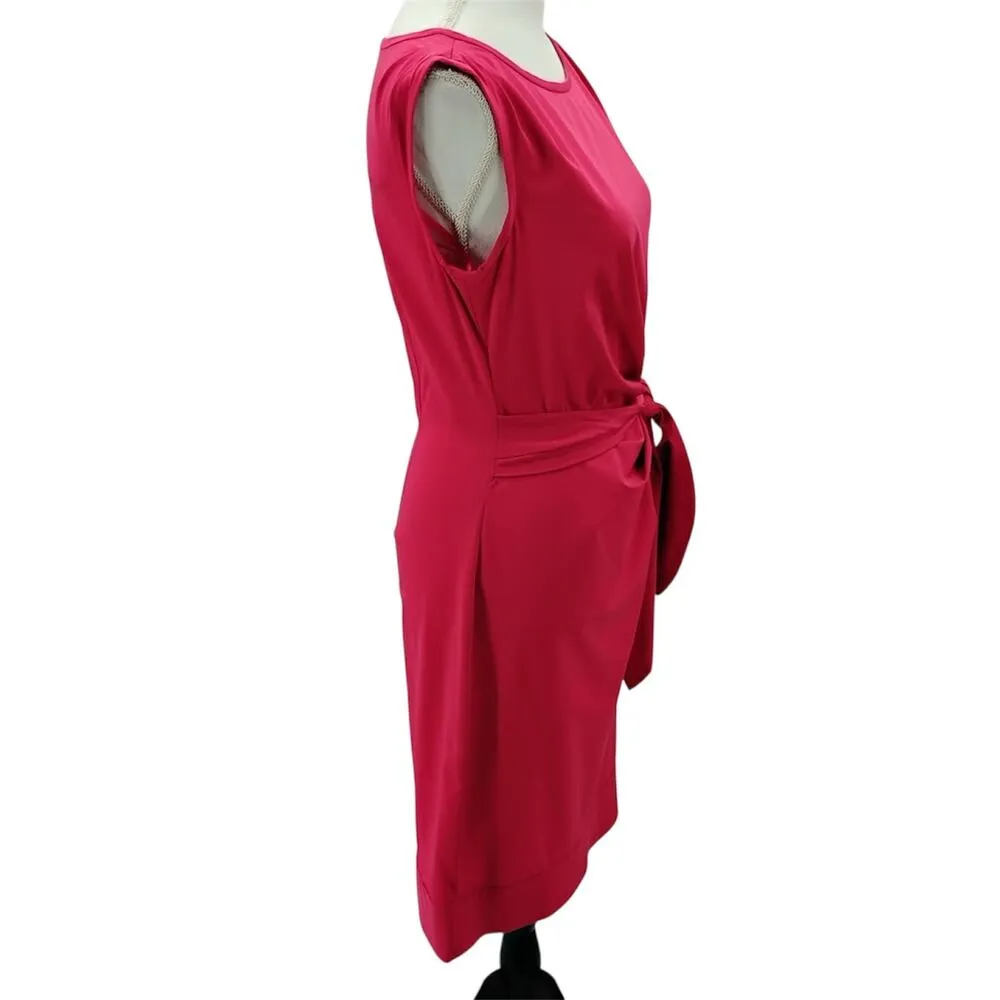 DVF Diane von Furstenberg Della Poplin Faux Wrap Dress Pink Gathered Waist 4 - Image 3