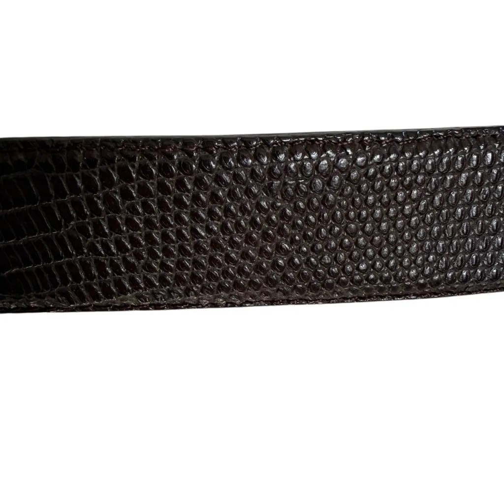 Donna Karan vintage brown genuine lizard adjustable belt women's size small - Image 6