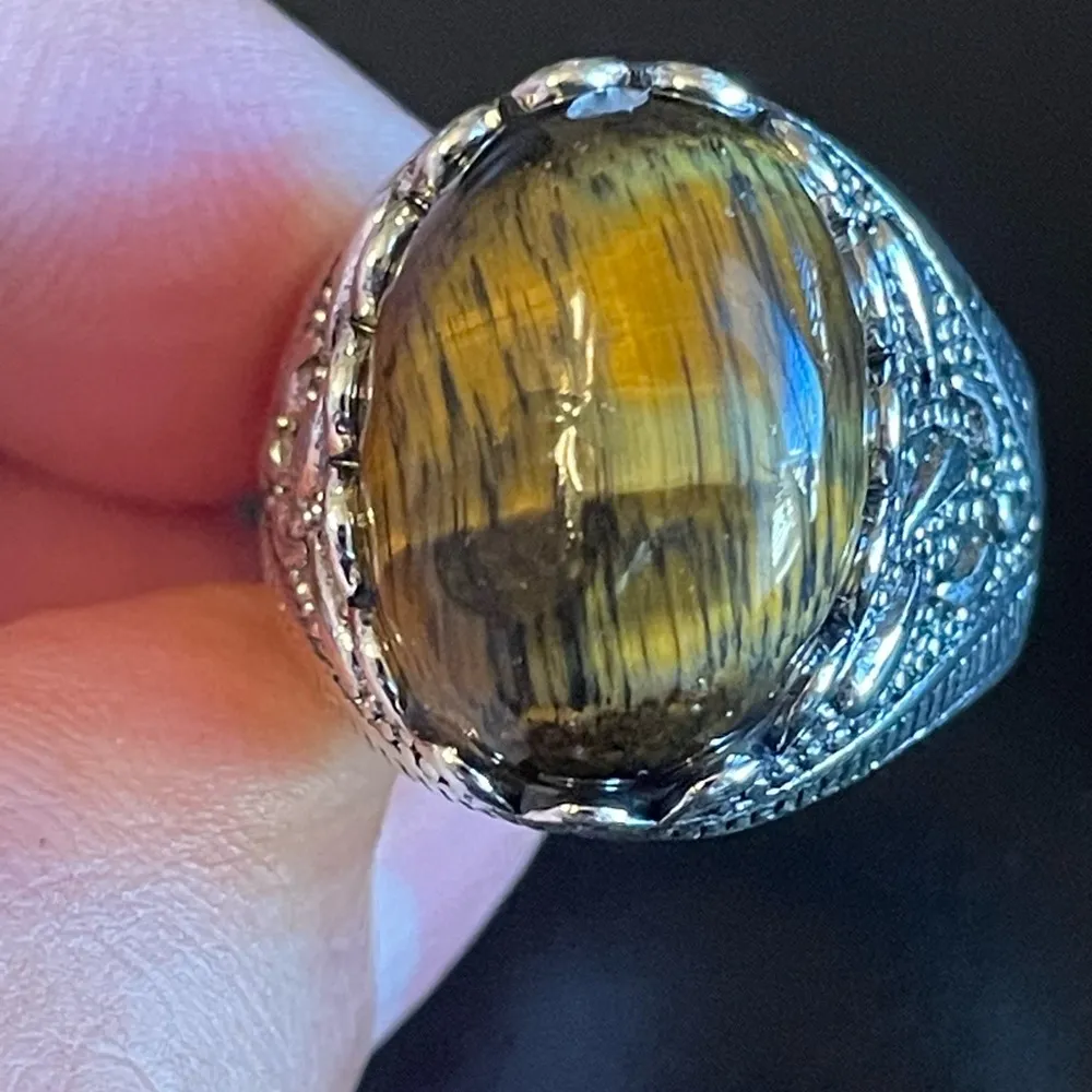 Cool tigers eye stone S925 silver ring size 10 - Image 5