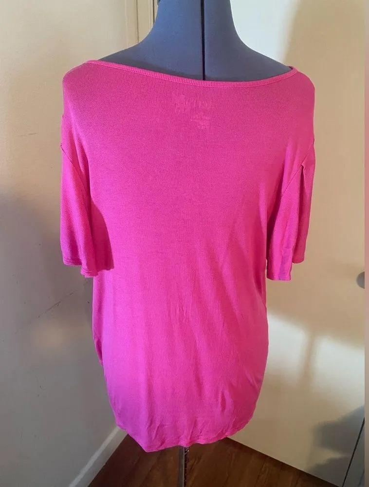 Terra & Sky flutter sleeve ribbed knit top pink - Image 4