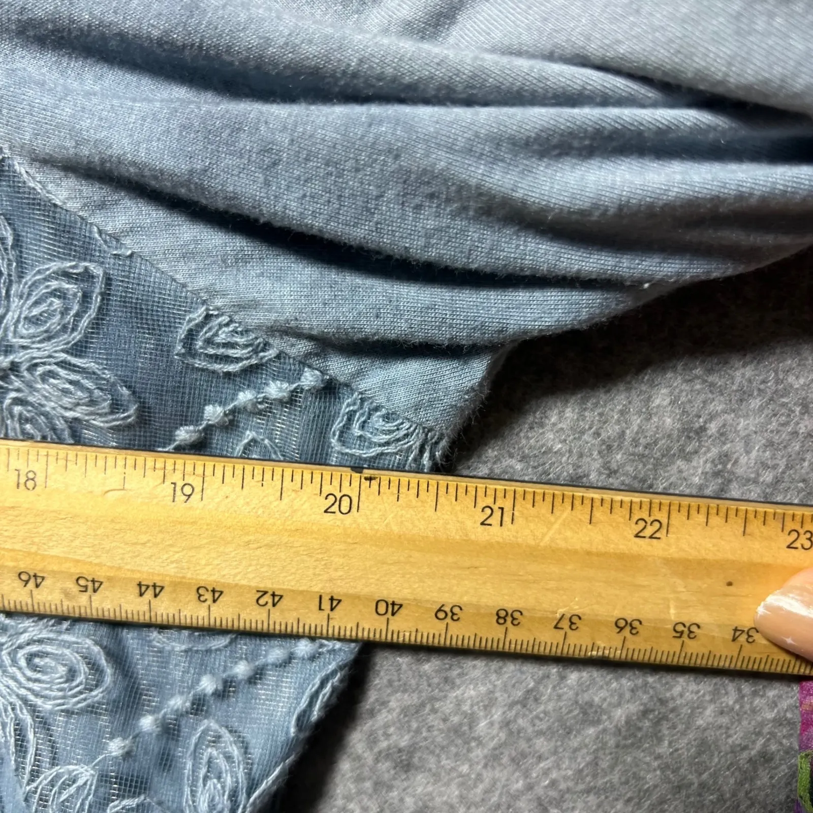 Parsley & Sage Top Artsy Boho Lagenlook Patchwork Tunic Shirt Jacket Gray Size L Blue Size L - Image 5