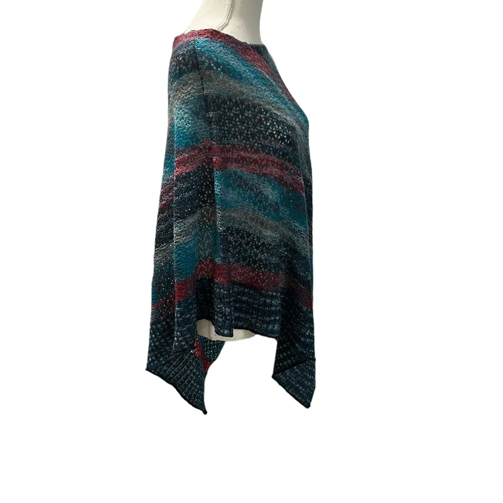 Soft Surroundings Multicolored Open Knit Sweater Poncho Cape OSFM - Image 5
