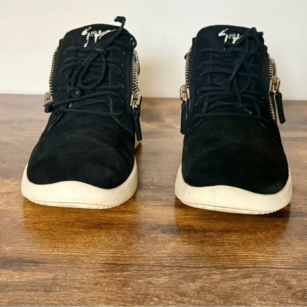 Giuseppe Zanotti Black Suede Double Zip Low-Top Sneakers – Size 38.5 - Image 7