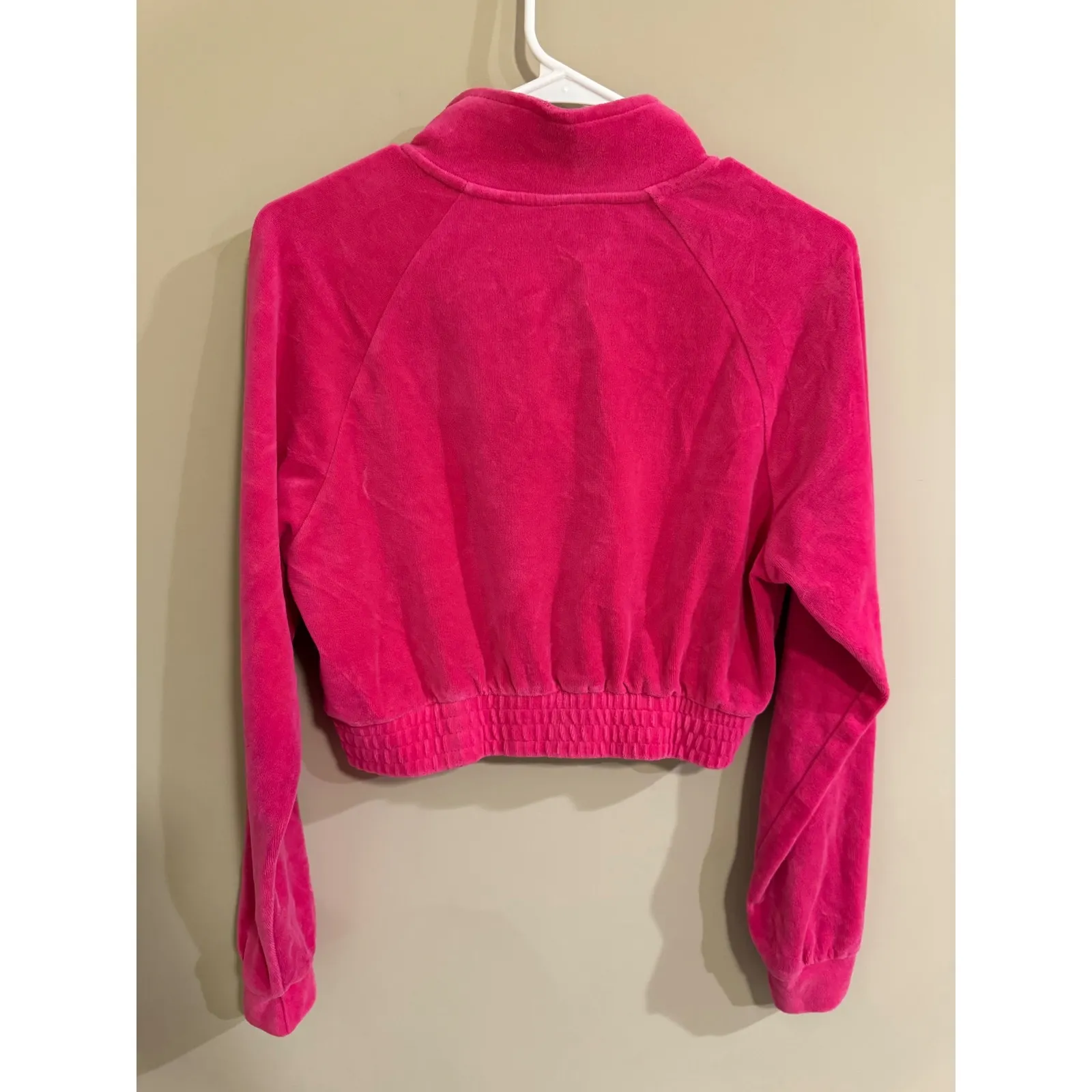 Baby Phat Velour Cropped Quarter Zip Sweatshirt Pink Women's Size M - Image 2