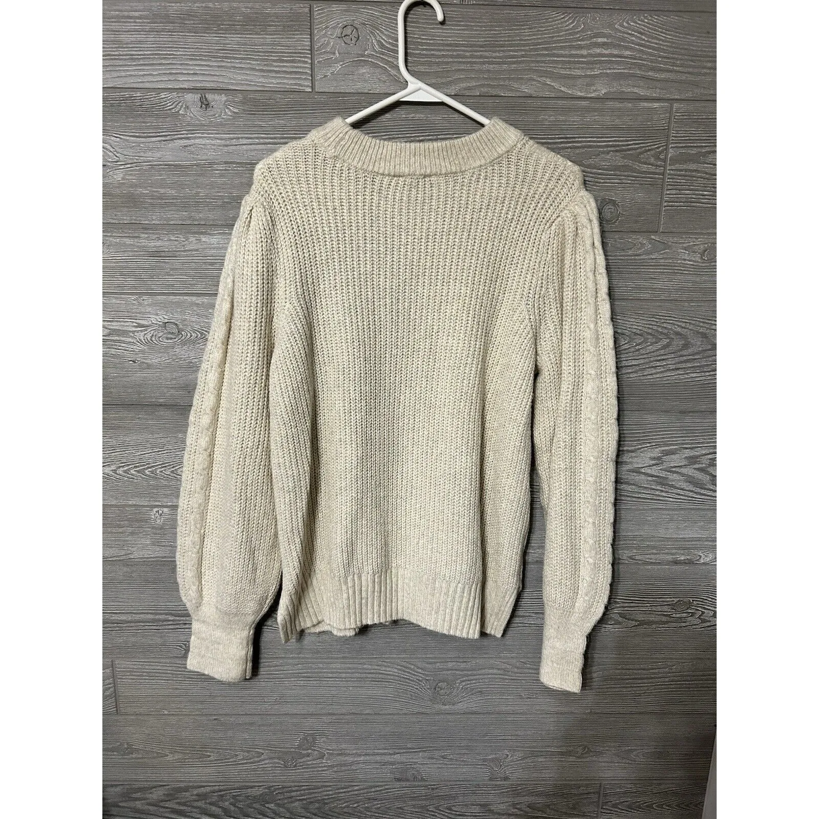 Ladies Crown & Ivy Oatmeal Heather Mock Neck, Ls, Cable Sweater, XL‎ NWT - Image 5