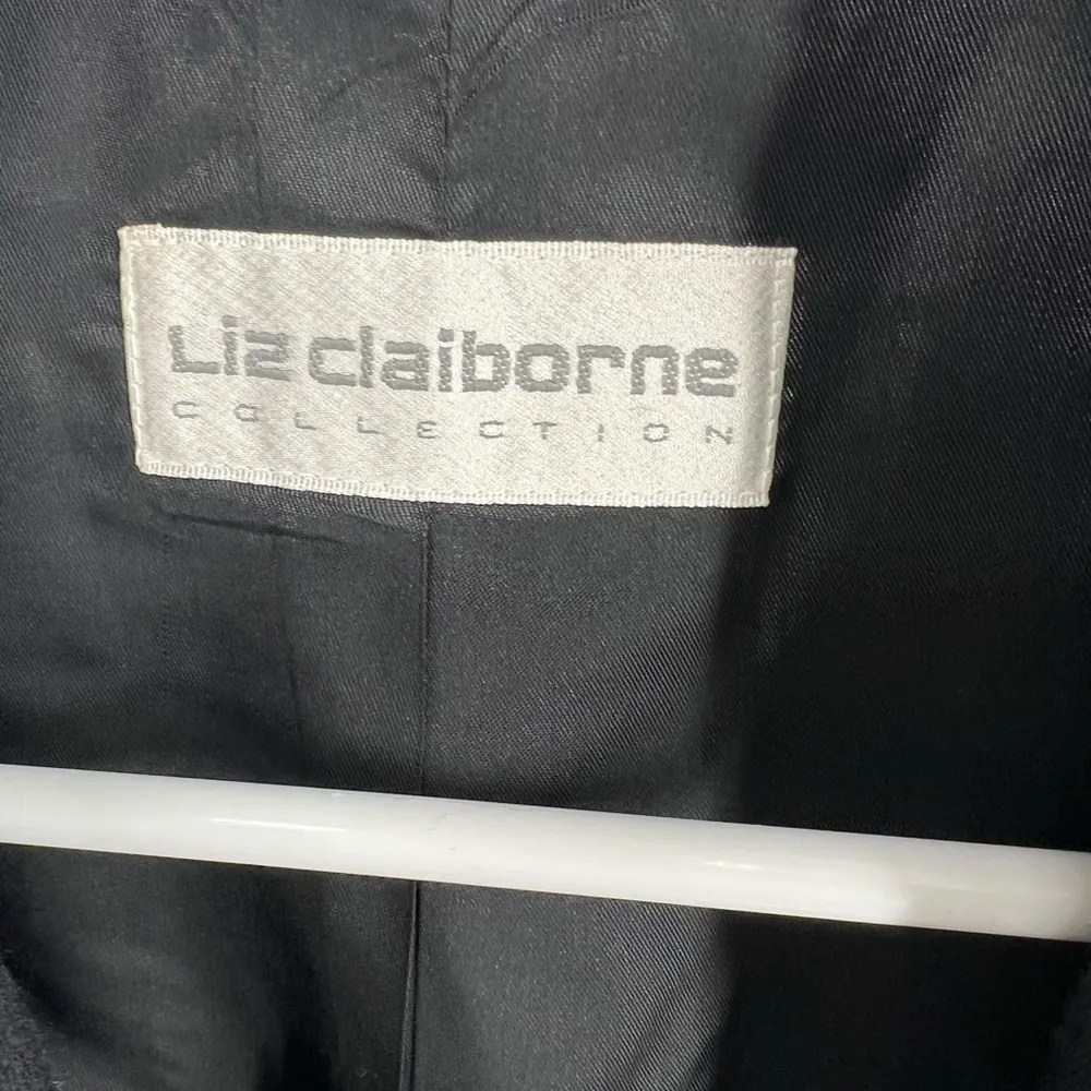 Liz Claiborne Collection 100% wool cropped blazer shoulder pads piped design - Image 5