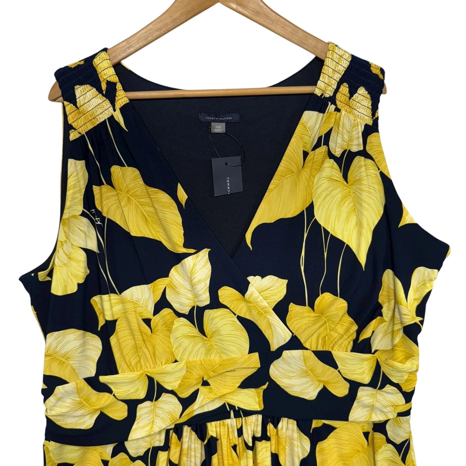 Tommy Hilfiger Women Maxi Dress Yellow‎ Floral Print Sleeveless V Neck 22W NEW - Image 4