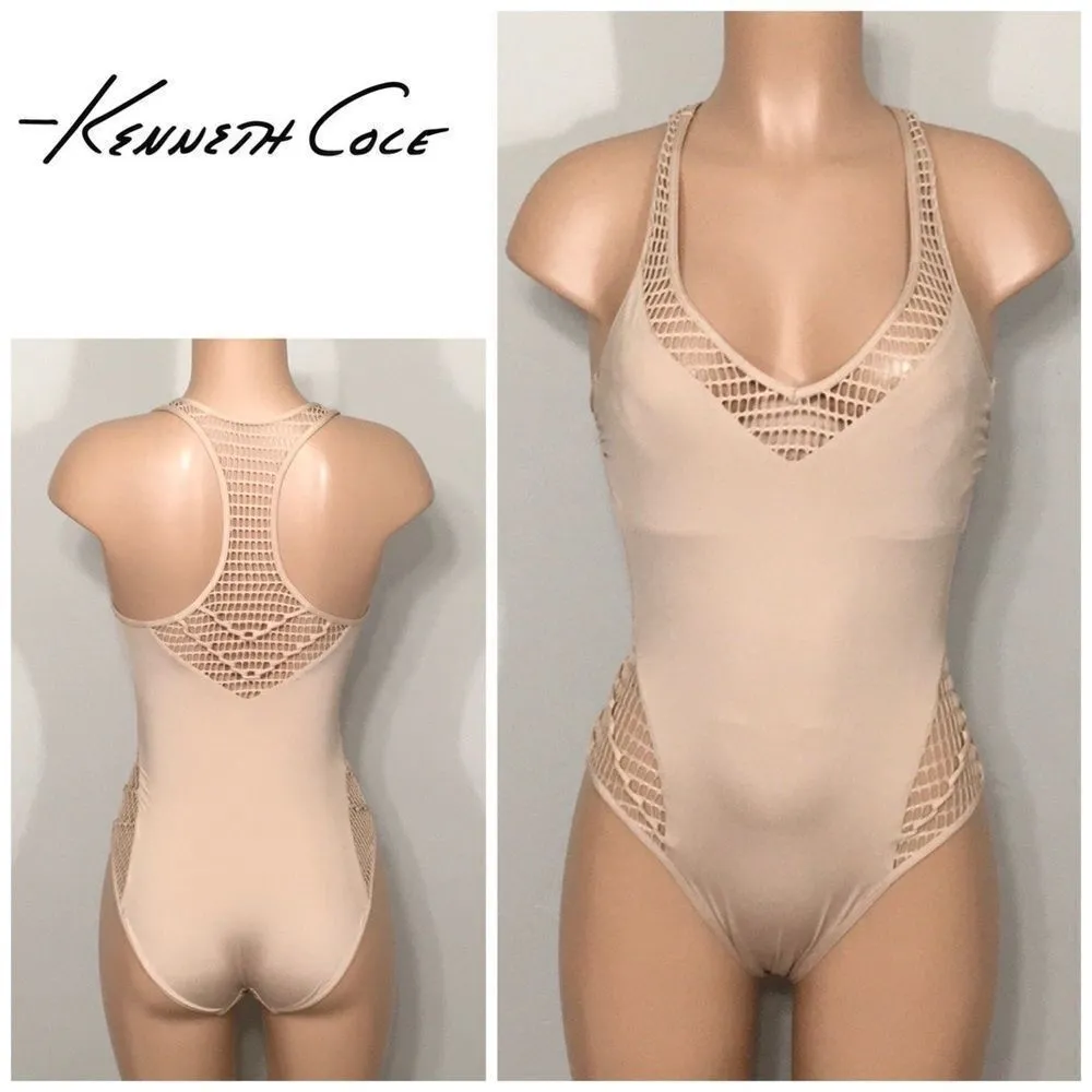 Kenneth Cole nude crochet swimsuit. - Image 2