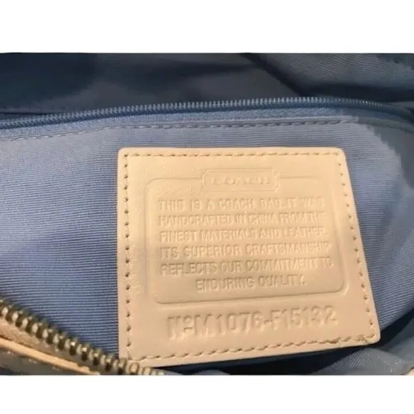 Coach Signature Demin‎ Satchel Purse Handbag Blue White F15132 - Image 11