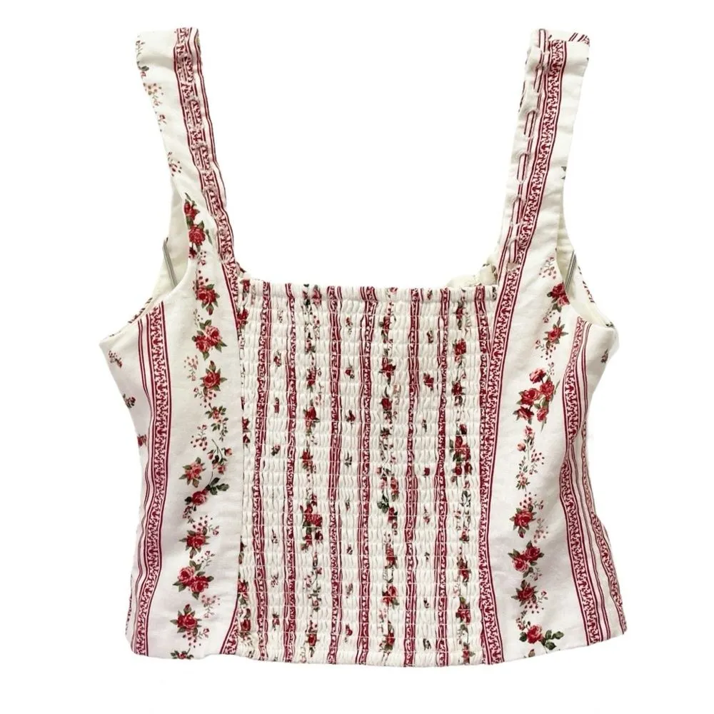 Joie Linen Blend Floral Stripe Two Piece Set Top & Maxi Skirt Size Small Boho - Image 9