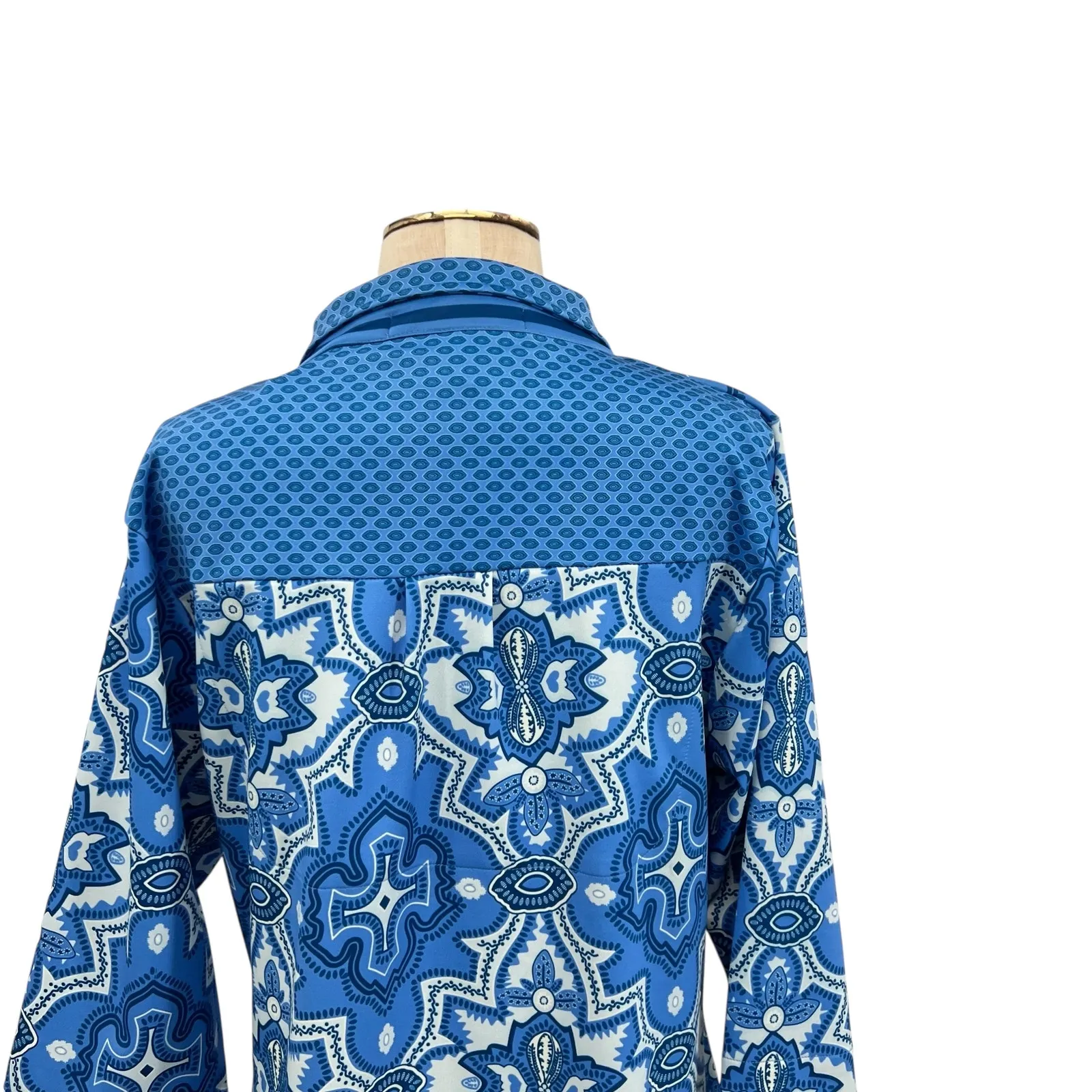 Gretchen Scott Everywhere Jersey 3/4 Sleeve Goddess Dress Print Blue Size XL - Image 9