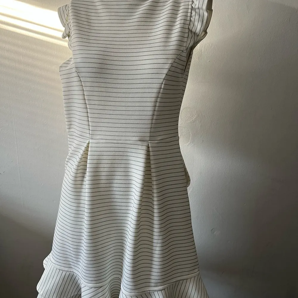 Anthropologie Maeve sunland white striped ruffled flutter sleeve midi dress 6 - Image 8