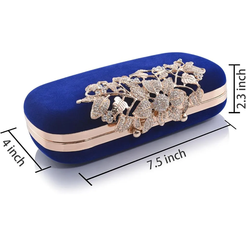 ⚡ Women's Blue Crystal Rhinestone Evening Formal Party Clutch Bag - Image 6