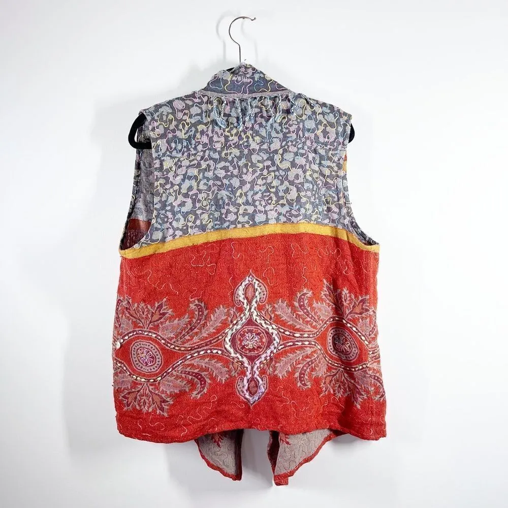 Soft surroundings heavily embroidered vest drape open front art to‎ wear - Image 2