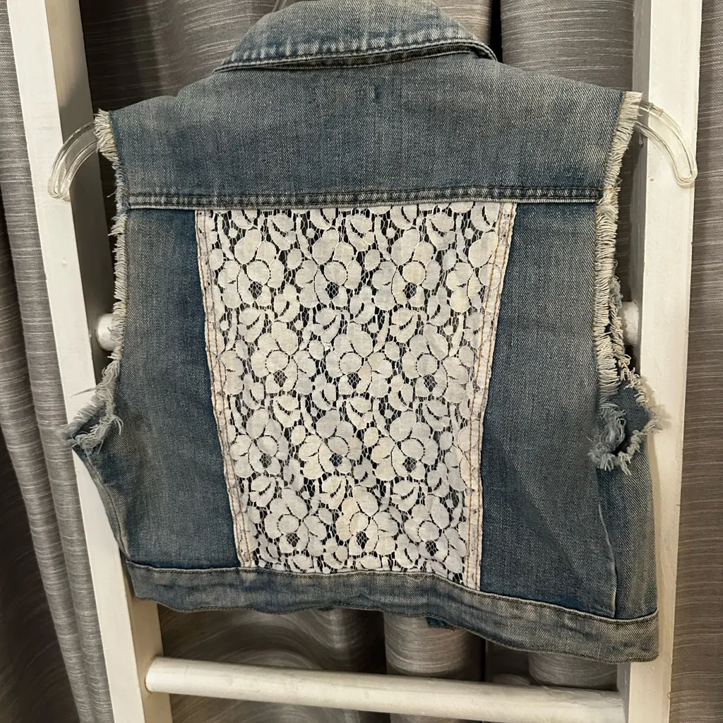 Chloé Chloe Blue Denim Fabric with Lace on back size Med - Image 2