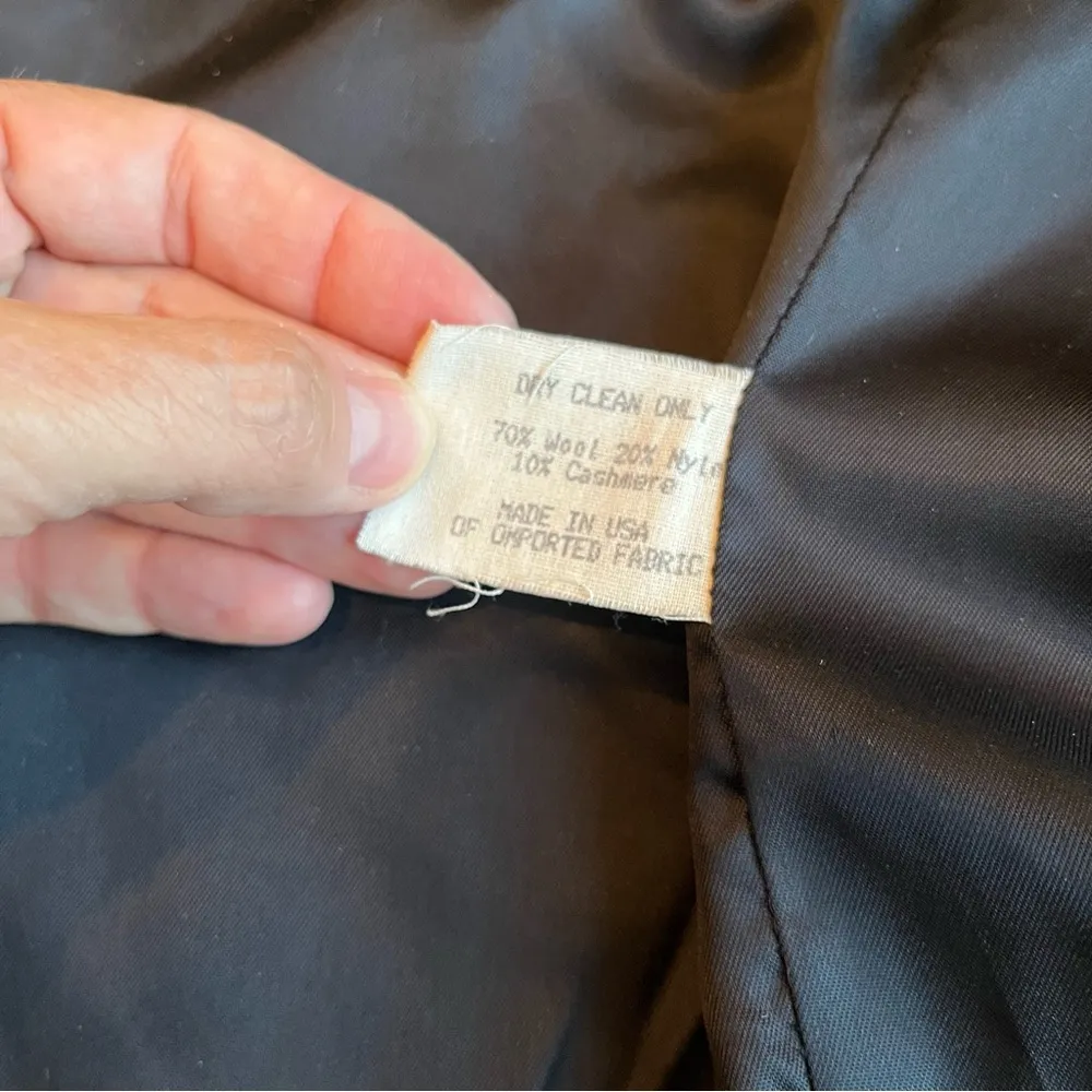 Vintage Made in USA Wool/cashmere blend Blazer Shoulder Pads Medium Double Black - Image 12