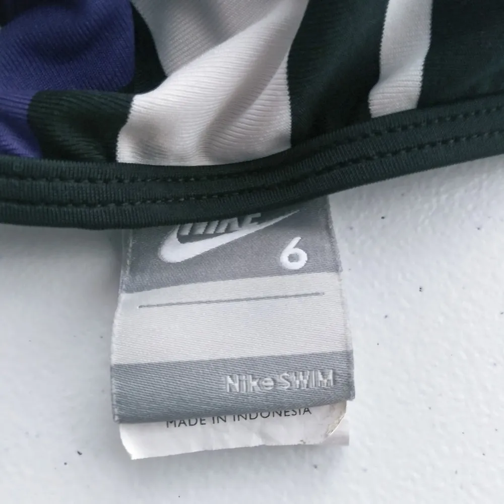 Nike Purple White & Black Striped Racer Back Swimsuit Top Size 6 - Image 7