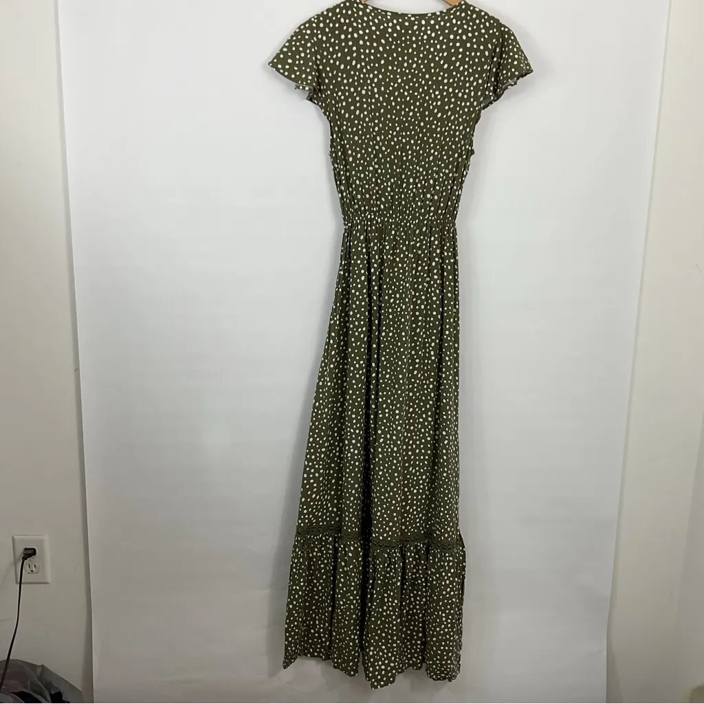 Beyond‎ The Radar Polka Dot High Low Hem Dress Womens Size Small Green - Image 5